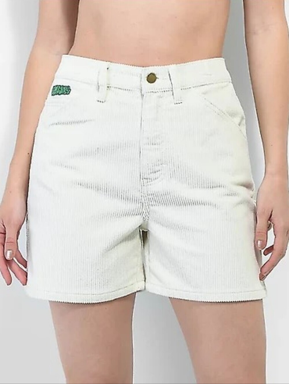 Empyre Womens Laurel Cream Asymmetrical Corduroy Carpenter Skate Shorts Small